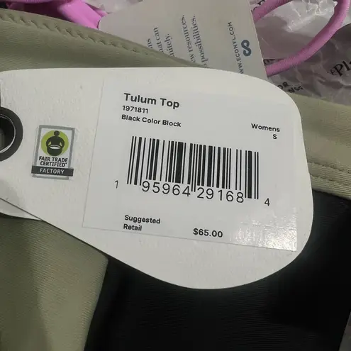 prAna NWT Tulum Bikini Top Black Color Block Sustainable Swimwear Size Large