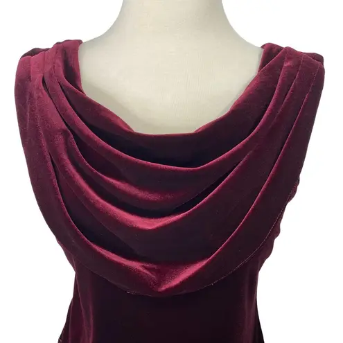 Vintage 2 Piece Set Draped Cowl Neck Velvet Top & Flowy Pants Skirt Womens 12