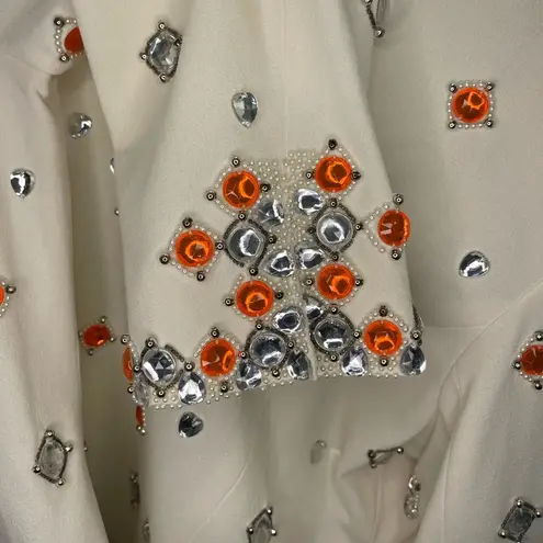 Vintage D'ore Blazer with Bold Gemstone Embellishments Gaudy rhinestones 80’s Orange Size 14