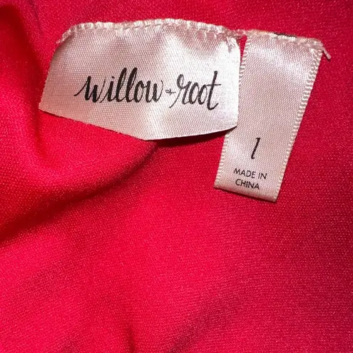 Willow + Root Floral Red Floral Smocked Cropped Tank