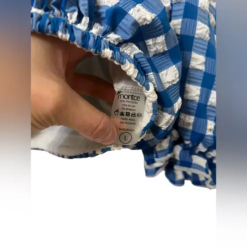 Montce Paula Tie Up Bikini Bottom + Gingham Marcela Top Blue Size L