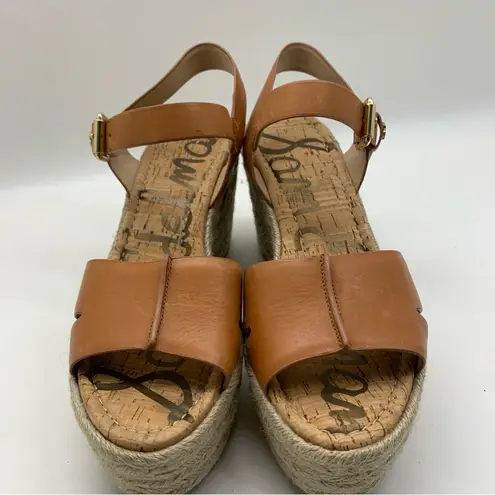 Sam Edelman  Maura Leather Espadrille Platform Brown Wedge Sandal Size 10 M