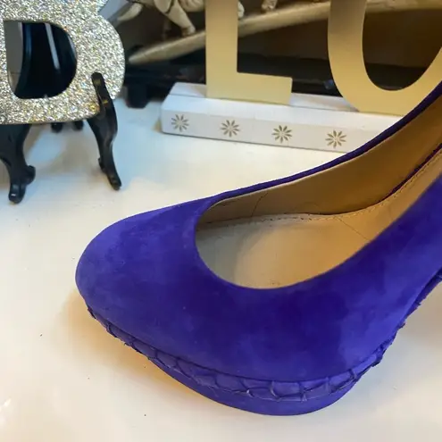 Brian Atwood  PURPLE FONTANNE STILETTO PLATFORM SUEDE PUMPS SIZE 7