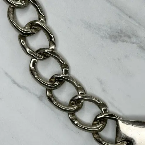 The Bar Chunky Silver Tone Metal Chain Link Belt Size XS Small S