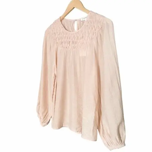 Downeast NWT Pleated Yoke Long Sleeve Blouse Light Beige Blush Size Small NEW