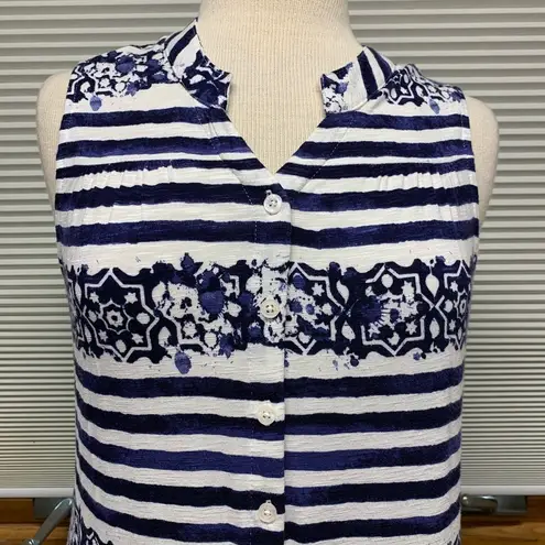 Max jeans NWT blue & white striped sleeveless button down top Size XS
