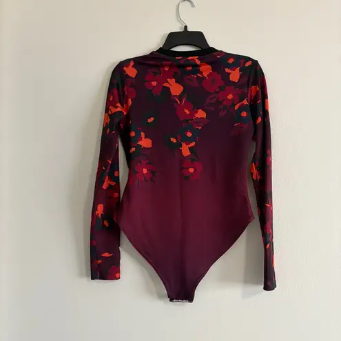 Farm Rio Adidas Her Studio London Long Sleeve Bodysuit Red Floral Small