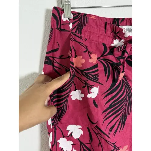 Liz Claiborne  Red Bud‎ Tropical Pull On Pants Size M Comfort Summer Resort Wear