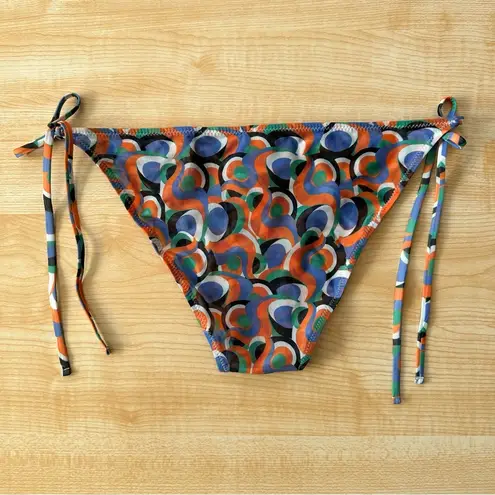Solid & Striped Iris Printed Side Tie Mesh Bikini Bottom in Optic Swirl - Large