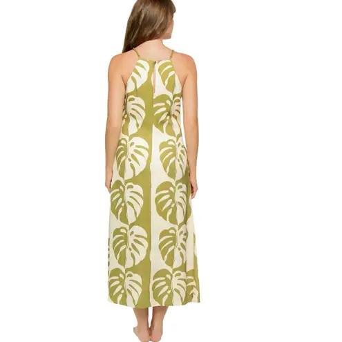MON RENN Midsummer Palm Midi Dress NEW Green