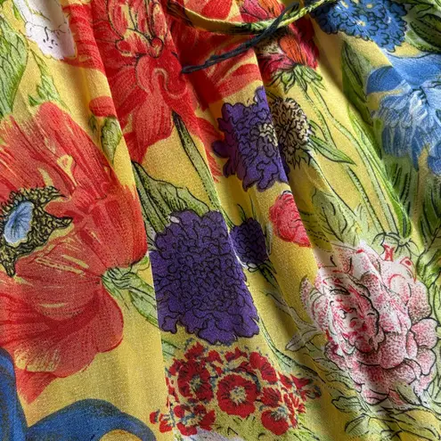 Royal Silk Vintage Floral Maxi Skirt Yellow Size undefined