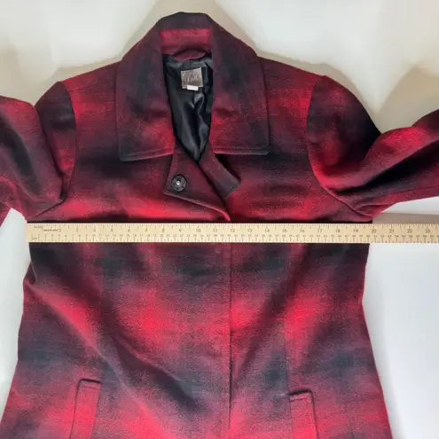 J Jill Plaid Wool Blend Coat Jacket Medium Holiday Winter Warm Cozy Preppy Fall Red