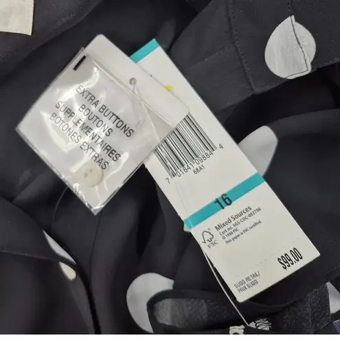 Evan Picone NWT Evan-Picone 100% Polyester Easy Does It Black/Ivory Polka Dot Dress Sz 16