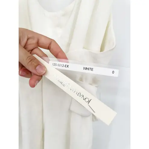 Jonathan Simkhai White Wide Leg Belted Crepe Side Slit Scoop Neck Jumpsuit 0 NWT