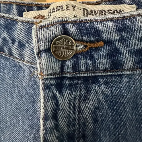 Harley Davidson 1990s Medium Wash Blue Bootcut High Rise Jeans Womens 14P 36W