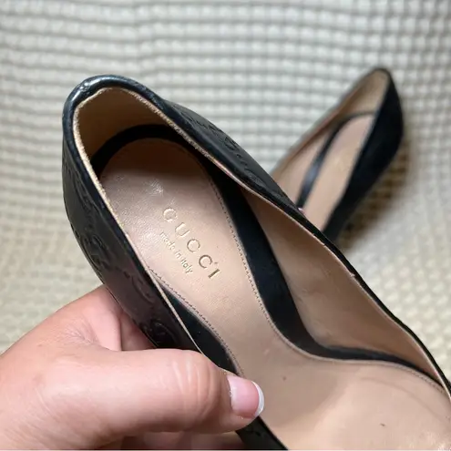 Gucci  | Size 37 Black Quilted Heels Horsebit Guccissima Silver Buckle‎