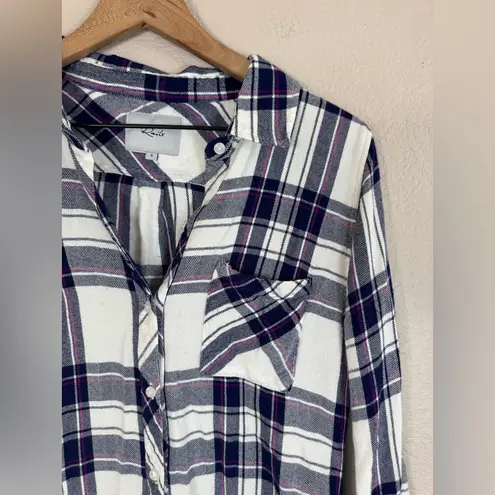 Rails Plaid Flannel Button Down Hunter Shirt in White Navy Orchid sz Small $158