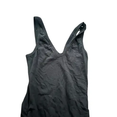 James Perse Black Ruched Tank Dress Sleeveless Bodycon Midi Dress Women's