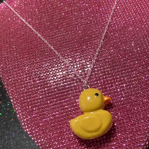Handmade Sterling Silver 925 Rubber Ducky Necklace Kawaii Jewelry Lolita Scene Candy Goth