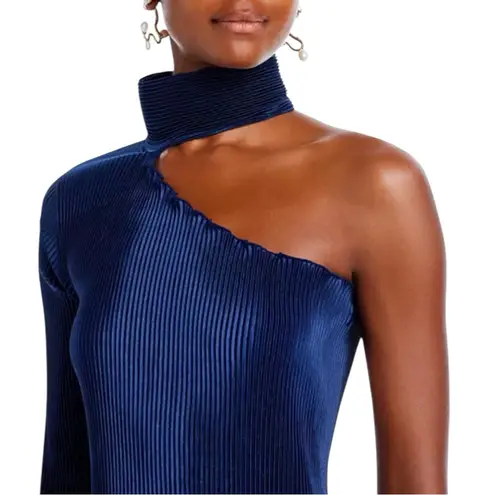 L'IDÉE 90's Midi Soirée One Shoulder Pleated Dress Regal Blue Large