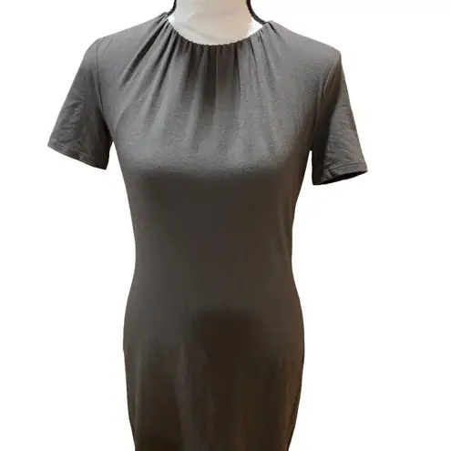 Theory  Dress Ash (Grey) Gather Tee Scoop Neck Short Sleeve Midi Dress, Sz P (XS)