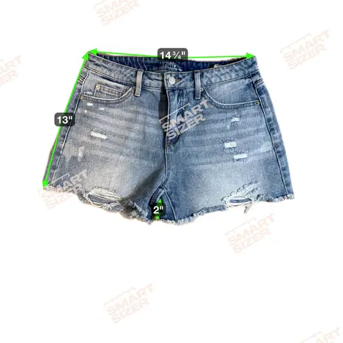 Time and Tru Womens Size 8 High Rise Distressed Denim Jean Shorts Blue