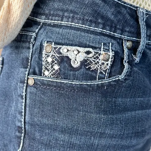 Love Indigo Women's Denim Shorts with Embroidered Pockets