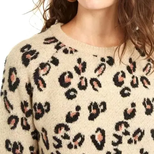 Planet Gold Womens Pullover Sweater Safari Animal Print Cropped Knit XS