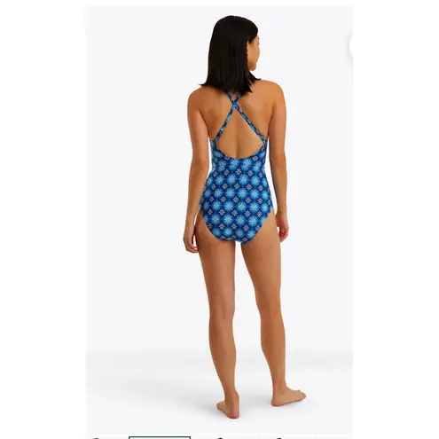 Draper James NEW Draper James Crossover Nassau Navy Blue Multi One Piece Swimsuit XL UPF 50