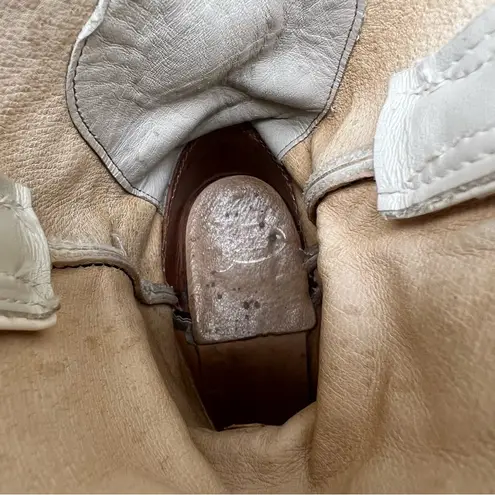 Justin Boots Vintage 90s White Eggshell Pearl Roper Pull On Cowgirl Western 6.5B