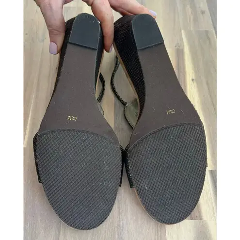 New York Transit Women's Brown Gold Sparkle Bling Elegant Wedge Sandals Size 8.5