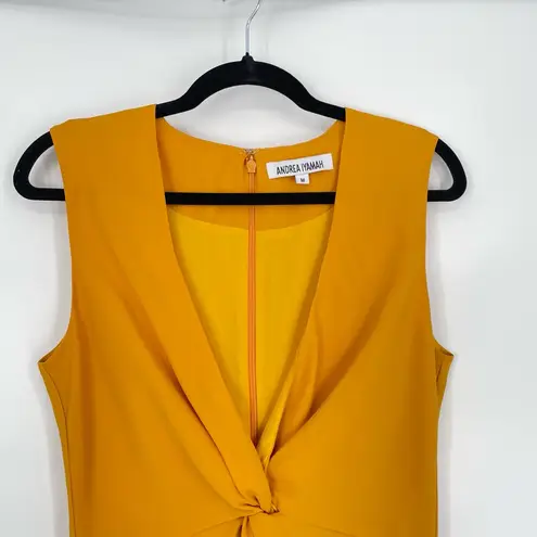 Andrea Iyamah Andrea Iyamah Women's Zuna Knot Front Sleeveless Deep V-Neck Midi Dress Size M