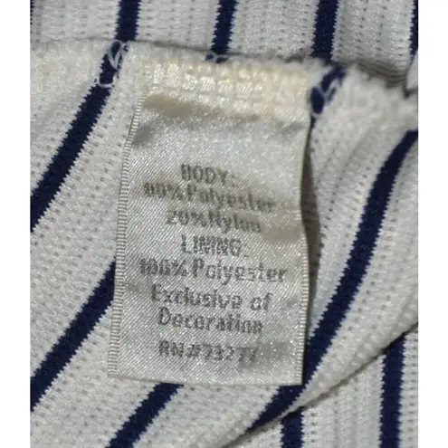 Lauren Conrad Sun Dress Navy Nautical Cross Back Size L Fit & Flare Preppy Lined White Size L