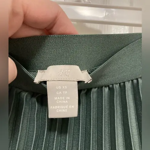 H&M  Sage Green Plisse Pleated Flowy Maxi Skirt