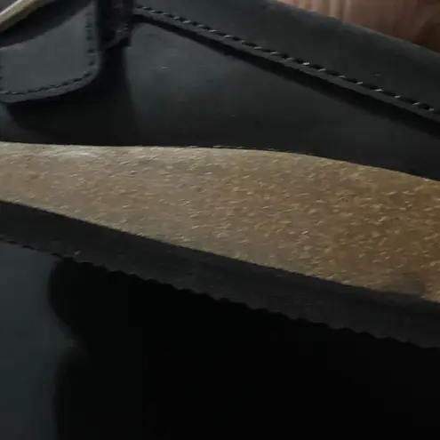 WHITE MOUNTAIN FOOTBEDS BLACK LEATHER MULES NO SIZE TAG MEASURES APPROX 11” EUC Gray