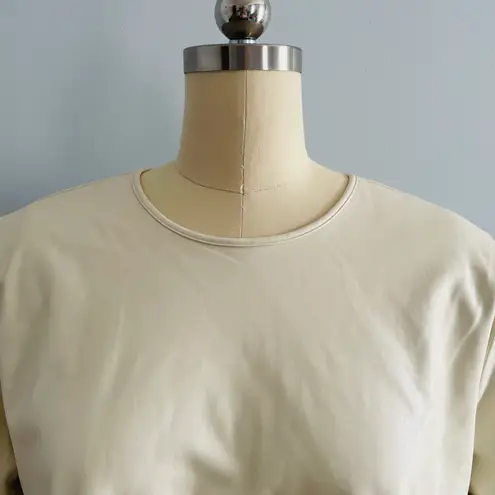Mud Pie Lovie Faux Leather Top/Blouse- Cream- Size Large- NWT