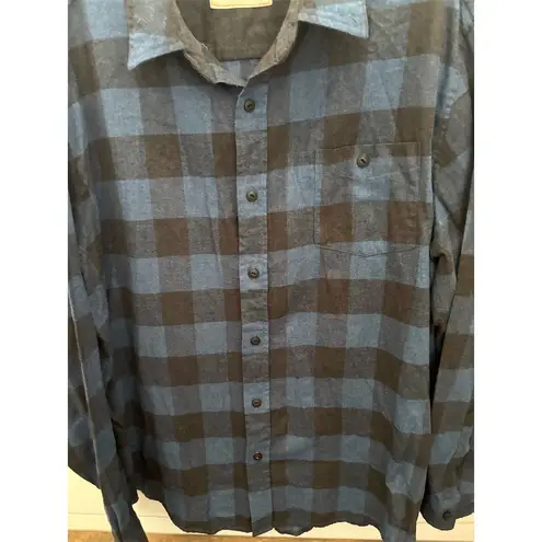 Weatherproof Vintage Unisex Blue Plaid Flannel Long Sleeve Button