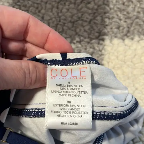 Cole of California Women’s Blue White Floral One Piece Swimsuit Retro Small