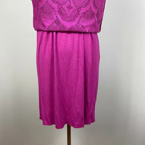 Nightcap 4 Dress Women Large Pink Lace Open Back Bell Sleeve Boho Boatneck New