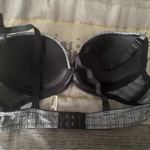Gray Checkered Bra with Black Straps Size 34 B