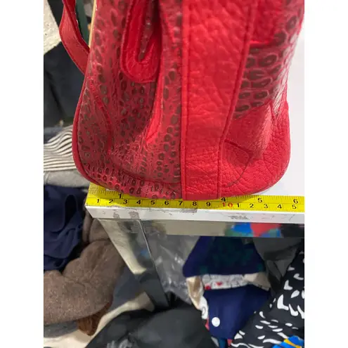 Vintage 1980s Alentino NAS Red Leather Snake Overlay Shoulder Bag Gold Clasp GVC