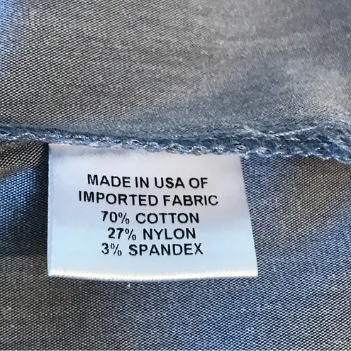 Drew Indigo Blue Chambray Long Puffy Sleeve Peasant Blouse