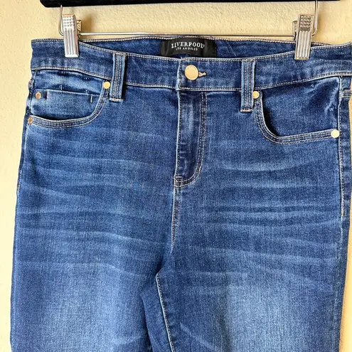 Liverpool Jeans Company LIVERPOOL LOS ANGELES Crop Wide Leg Raw Hem Denim Jeans Size 10 / 30