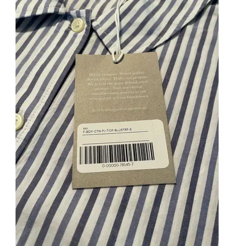 Everlane  Women's Blue and White Striped Cotton Woven PJ Top Size Small NWT