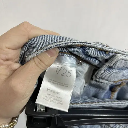 Simple Society Jeans Womens 1/25 Blue Denim Rayon Distressed Frayed Hem Straight