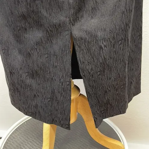 T Tahari Black Animal Print Sleeveless V-Neck Belted Midi Dress Size 4