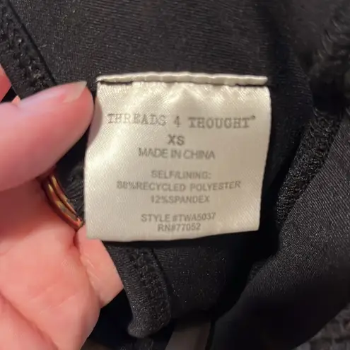 Threads 4 Thought XS Black Lace Up Back Sports bra top