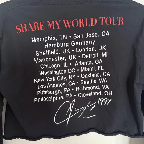 Source Unknown FRCHS Aaliyah 1997 Concert Tshirt Black Graphic Long Sleeve Crop Top Small - Image 5