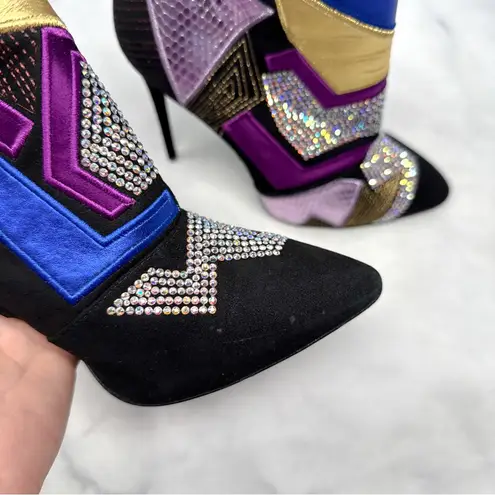 Giuseppe Zanotti Olinda Patchwork Leather Embellished Snakeskin Ankle Boots 39