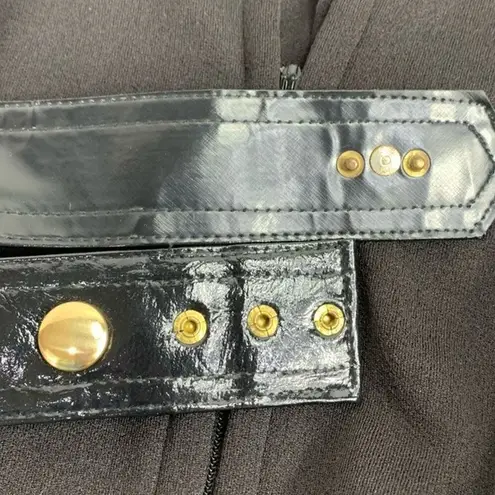 VINTAGE '60s ILGWU | Size 12 | Black Retro Mod Belted Studded Sleeveless Dress